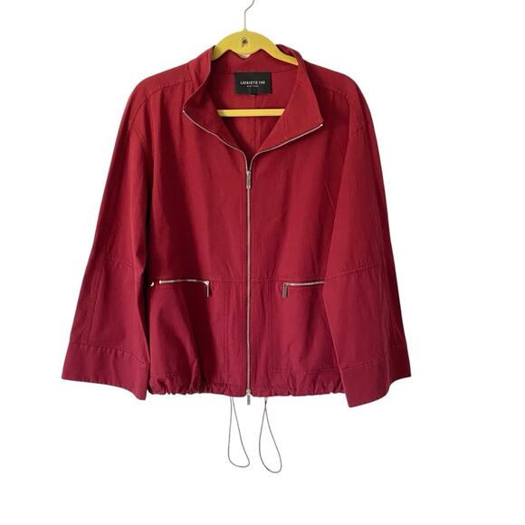 Lafayette 148 New York Dark Red Rain Jacket Windbreaker size large - Picture 5 of 10